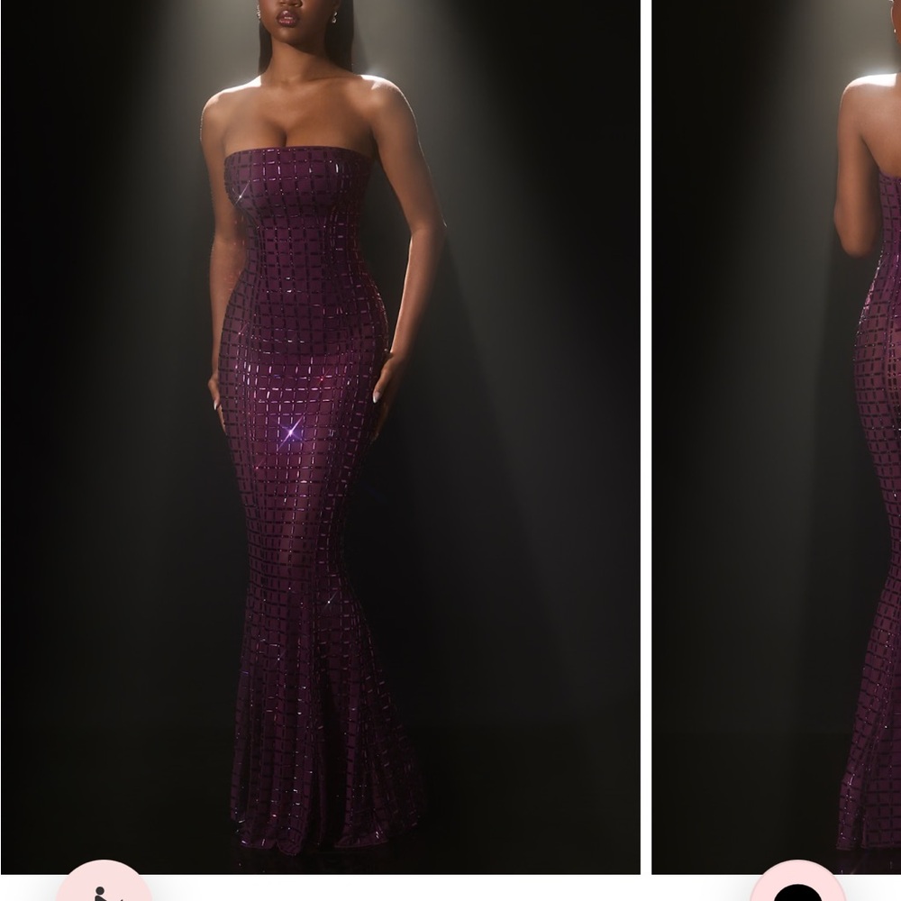 Oh Polly Deep Purple Beaded Dress - Picture 6 of 7